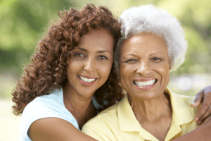 old woman and caregiver