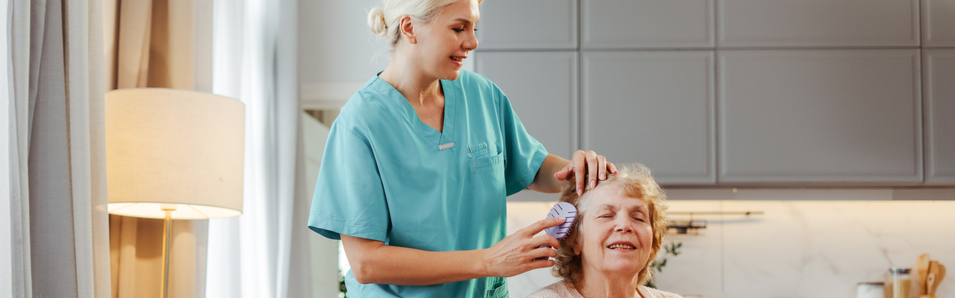 caregiver taking care of woman